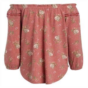 Fairy Coachella Off Shoulder Peasant Top Junior  Sz Large  Lace  Floral Festival